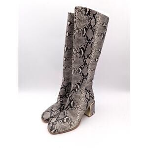 BCBGeneration Seena Knee High Boot Square Toe Women's Snakeskin Size US7.5M EU38